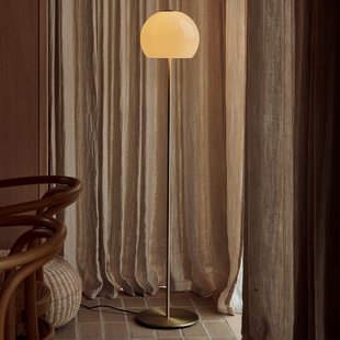 Vloerlamp Ball Glass, zandgrijs, glas, 130 cm, E27 FRANDSEN - Woonkamer - Designer - 1 lamp