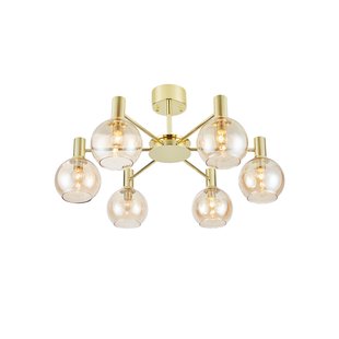 Ambra plafondlamp, messing/amber, glas, Ø 75 cm Markslöjd - Woonkamer - Metaal - Meerdere lampen