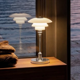 PH 1-1 draagbare tafellamp, chroom, IP44 Louis Poulsen - Woonkamer - Designer - Metaal - 1 lamp
