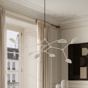 Drop kroonluchter, wit, 85 cm, 8-lamps 101 COPENHAGEN - Gang / Hal - Designer - Aluminium - Meerdere lampen