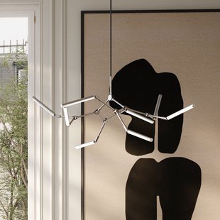 Stick LED kroonluchter chroom, 124 cm, 8-lamps 101 COPENHAGEN - Woonkamer - Designer - Aluminium - Meerdere lampen