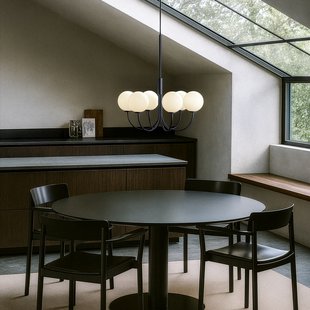 BALLON kroonluchter, zwart, Ø 60 cm, 6-lamps Herstal - Woonkamer - Designer - Metaal - Meerdere lampen
