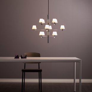 Gil kroonluchter, chroomkleurig, Ø 67 cm, 12-lamps Herstal - Woonkamer - Designer - Metaal - Meerdere lampen