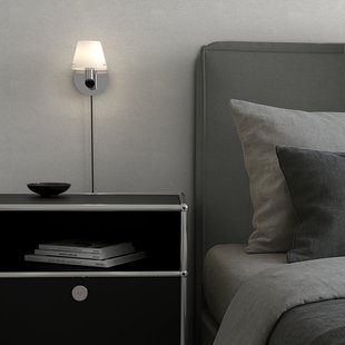 Gil wandlamp, chroomkleurig, Ø 10 cm, stekker Herstal - Woonkamer - Designer - Metaal - 1 lamp