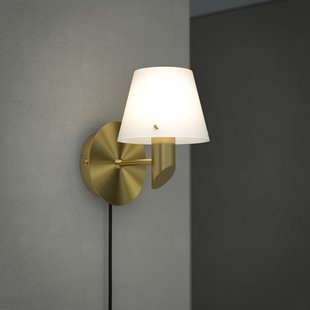 Gil wandlamp, messingkleurig, Ø 10 cm, stekker Herstal - Woonkamer - Designer - Metaal - 1 lamp