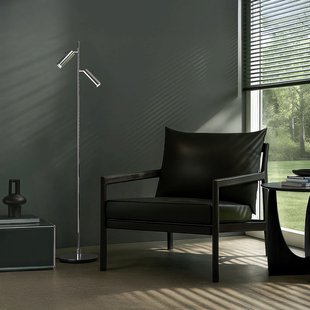 PIPELINE vloerlamp, chroomkleurig Hoogte 133 cm 2-lamps Herstal - Woonkamer - Modern - Metaal - Meerdere lampen