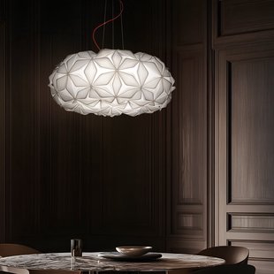 C'EST LA VIE hanglamp, wit/rode kabel, Ø 70 cm C'EST LA VIE Slamp - Woonkamer - Designer - Kunststof - Met lampenkap