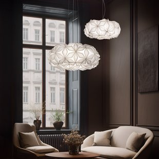 C'EST LA VIE hanglamp, wit/transparante kabel, Ø 70 cm C'EST LA VIE Slamp - Woonkamer - Designer - Kunststof - Met lampenkap
