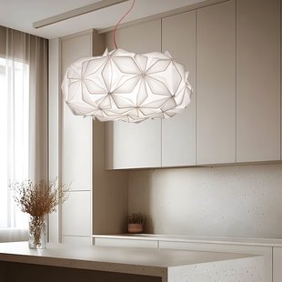 C'EST LA VIE hanglamp, wit/rode kabel, Ø 53 cm C'EST LA VIE Slamp - Woonkamer - Designer - Kunststof - Met lampenkap