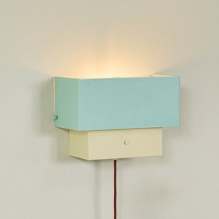 ART wandlamp blauw/zandkleurig, breedte 22 cm Arte Hübsch - Woonkamer - Vintage / Retro - Metaal - Hoekig