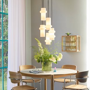 Pilule Double hanglamp, glanzend wit, Ø 15 cm Hübsch - Woonkamer - Scandinavisch - Glas - 1 lamp