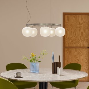 Chandelier hanglamp grijs glas Ø 80 cm G9 Muuto - Woonkamer - Designer - Meerdere lampen