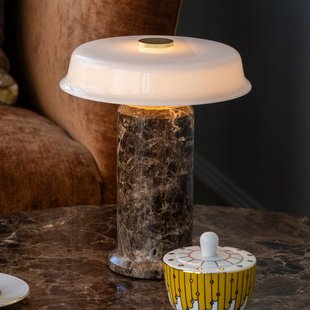 Trip No. 2 LED tafellamp op accu, marmer, glas - DESIGN BY US - Balkon - Designer - Steen - 1 lamp