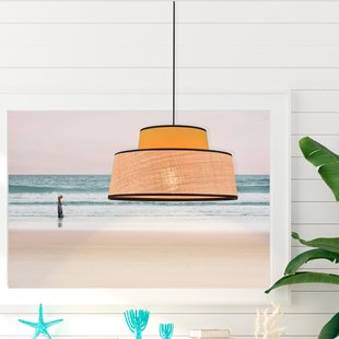 Mallorca hanglamp mosterdgeel/naturel, Ø 38 cm COREP - Woonkamer - Stof - Met lampenkap