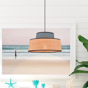 Mallorca hanglamp petrol/naturel, Ø 38 cm COREP - Woonkamer - Stof - Met lampenkap