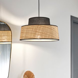 Mallorca hanglamp zwart/naturel, Ø 38 cm COREP - Woonkamer - Stof - Met lampenkap