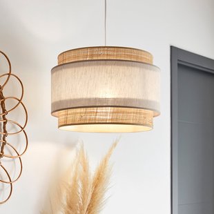 Milo hanglamp pyla/naturel Ø 38 cm raffia/stof COREP - Woonkamer - Met lampenkap