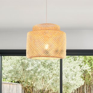 Makassar hanglamp van bamboe Ø 38 cm COREP - Woonkamer - Met lampenkap