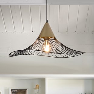 Lizzie hanglamp zwart/messing Ø 60 cm COREP - Woonkamer - Metaal - Met lampenkap