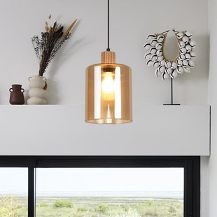 Giovanni hanglamp amber/naturel Ø 18 cm COREP - Woonkamer - Modern - Glas - Met lampenkap