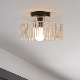 Lorenzo plafondlamp transparant/zwart Ø 28 cm COREP - Woonkamer - Modern - Glas - Met lampenkap
