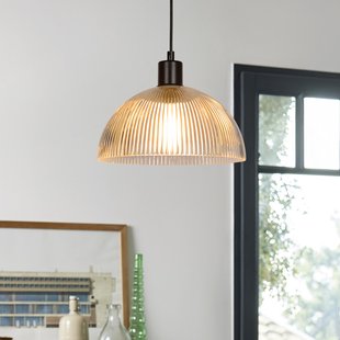 Duomo hanglamp transparant/zwart Ø 25 cm COREP - Woonkamer - Glas - Met lampenkap