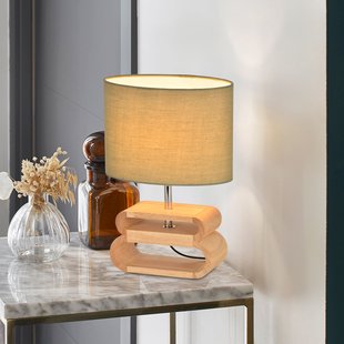 Oslo tafellamp wit/licht hout, hoogte 30 cm COREP - Woonkamer - Scandinavisch - Stof - Met lampenkap