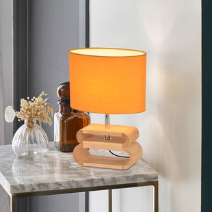 Oslo tafellamp wit/licht hout, hoogte 30 cm COREP - Woonkamer - Stof - Met lampenkap