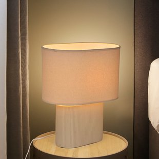 Santorini tafellamp ivoor/beige, hoogte 38 cm COREP - Woonkamer - Keramiek - Met lampenkap