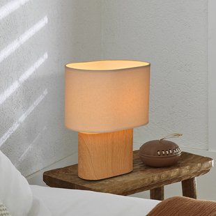 Santorini tafellamp hout licht/beige hoogte 38 cm - COREP SAS - Woonkamer - Keramiek - Met lampenkap