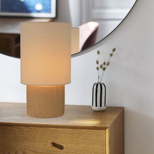 Rhodes tafellamp hout licht/beige hoogte 51 cm COREP - Woonkamer - Keramiek - Met lampenkap
