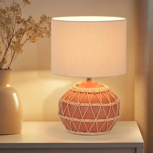 Cyclades tafellamp terracotta/beige hoogte 35 cm COREP - Woonkamer - Keramiek - Met lampenkap