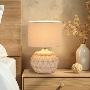 Cyclades tafellamp ivoor/beige hoogte 35 cm COREP - Woonkamer - Keramiek - Met lampenkap