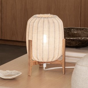 Prisma tafellamp, eiken/beige, 24 cm, hout Watt & Veke - Woonkamer - Designer - 1 lamp