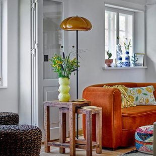 Kinoko vloerlamp, geel, 2-lamps, hoogte 157 cm Bloomingville - Woonkamer - Scandinavisch - Metaal - Meerdere lampen