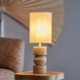 Marci tafellamp, naturel, 53 cm, travertijn Bloomingville - Woonkamer - Landhuis / Rustiek - Steen - 1 lamp