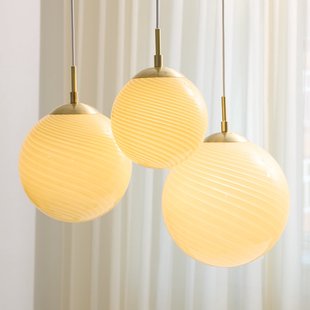 CANDY BALL hanglamp crème/oud messing Ø 20 cm Halo Design - Woonkamer - Designer - Glas - 1 lamp