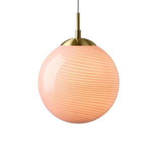 CANDY BALL hanglamp, roze/verouderd messing Ø 20 cm Halo Design - Woonkamer - Designer - Glas - 1 lamp