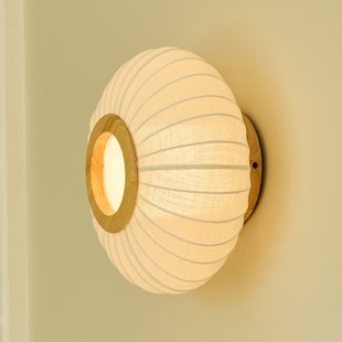 BALLON plafondlamp, crème, Ø 40 cm linnen/hout Halo Design - Woonkamer - Designer - Stof - 1 lamp