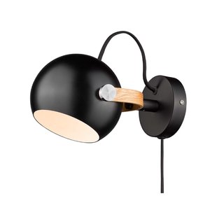 D.C wandlamp, zwart/eiken, Ø 12 cm metaal Halo Design - Woonkamer - Designer - Aluminium - 1 lamp