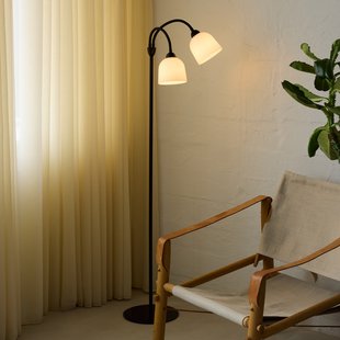 GLOW vloerlamp, zwart, hoogte 130 cm, 2-lamps Halo Design - Woonkamer - Designer - Metaal - Meerdere lampen