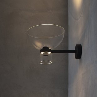 Nocturne Bowl LED wandlamp, zwart, glas, dimbaar FLOS - Gang / Hal - Designer - Aluminium - Met lampenkap