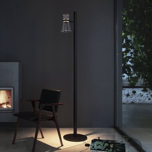 Nocturne F1 Cone LED-vloerlamp zwart, 1-lamp, 206 cm FLOS - Woonkamer - Designer - Aluminium - Met lampenkap