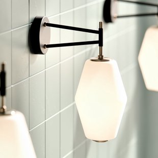 Wandlamp Dahl wit/zwart glas, fitting E27 Northern - Woonkamer - Modern - 1 lamp