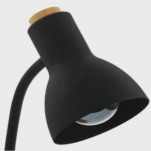 Eglo Bureaulamp Veradal Zwart Hout E27 Met Qi-lader