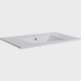 Aurlane Enkele Wastafel Timber - Keramiek - Rechthoekig - Wit - 81cm