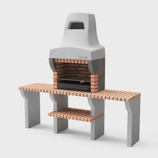Tuozi Houtskoolbarbecue Bailén Plus - 2 Zijtafels - Oranje - 69,5x35cm