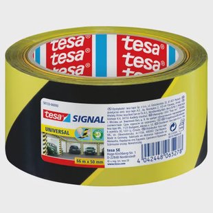 Tesa Signalisatielint - Geel/zwart - 66mx50mm