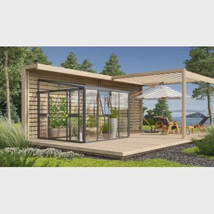 Vitavia Tuinkas Athena 7000 - Veiligheidsglas 3mm En Polycarbonaat 10mm - Zwart - 266x271x239cm