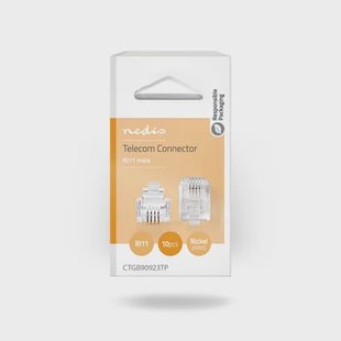 Nedis Telecomconnector Rj11 Mannelijk 10 Stuks Wit/transparant